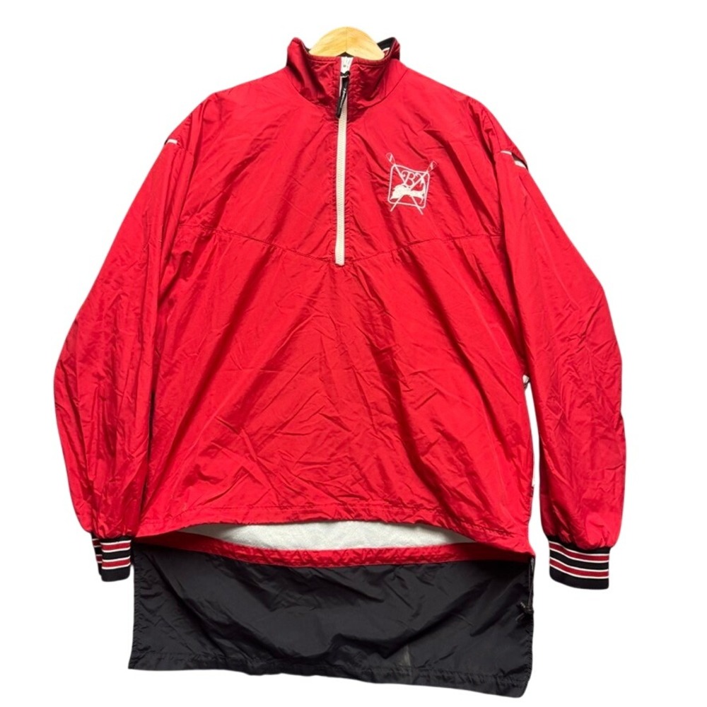 Boathouse Sports Mens Large Red Rowing Jacket Quarter Zip Pullover Made in USA